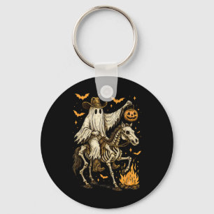 Howdy Cowboy Ghost Pumpkin Riding Skeleton Horse H Sleutelhanger