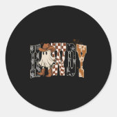 Howdy, Cowboy Ghost, Soky Halloween Funny Gift Tee Ronde Sticker (Voorkant)