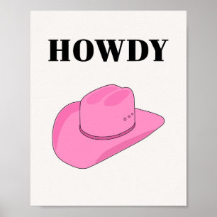Howdy Cowboy Pet Pink Poster