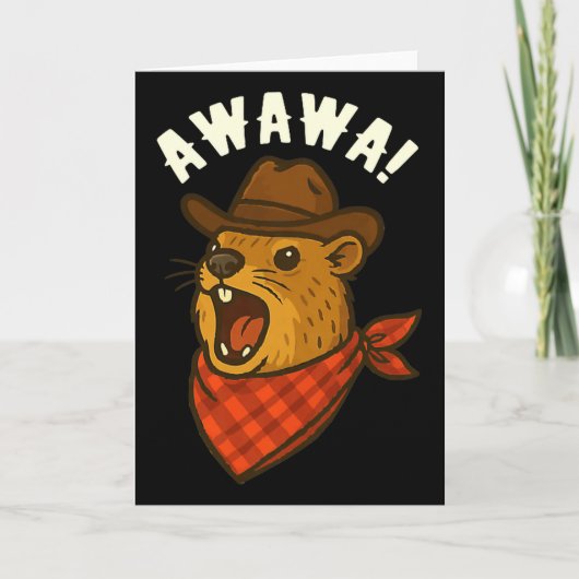 Howdy Cowboy Rock Hyrax Awawa Western Funny Premiu Kaart (Voorkant)