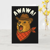 Howdy Cowboy Rock Hyrax Awawa Western Funny Premiu Kaart (Gele Bloem)
