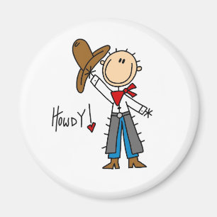 Howdy! Cowboy Stick Figuur Magnet Magneet