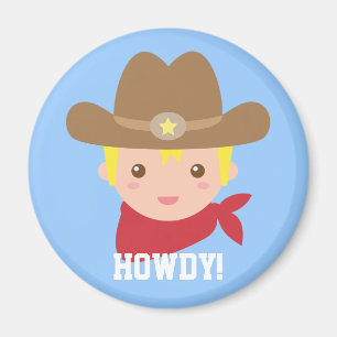 Howdy, Cute Cowboy voor kleine jongens Magneet