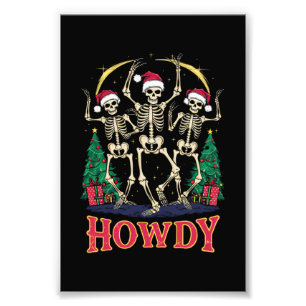 Howdy Dancing Skelet Grappige Kerstvakantie Foto Afdruk