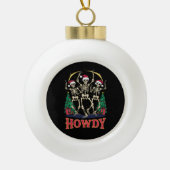 Howdy Dancing Skelet Grappige Kerstvakantie Keramische Bal Ornament (Voorkant)