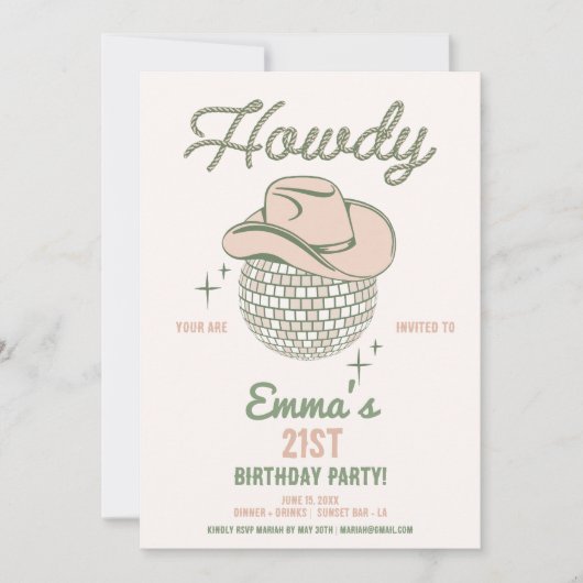 Howdy Disco Invitation de fête d'anniversaire (Devant)