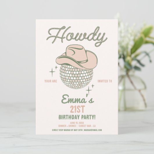 Howdy Disco Invitation de fête d'anniversaire (Debout devant)