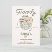 Howdy Disco Verjaardagsfeestje Uitnodigen Kaart (Staand voorkant)