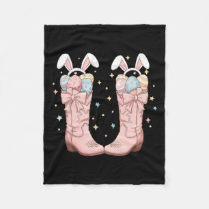 Howdy Easter Western Easter Bunny Cowboy Boots Eas Fleece Deken