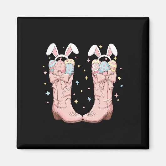 Howdy Easter Western Easter Bunny Cowboy Boots Eas Magneet (Voorkant)