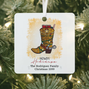 Howdy Feestdagen kerstlampjes Cowboy Boot Metalen Ornament