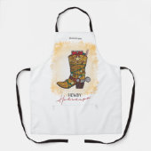 Howdy Feestdagen kerstlampjes Cowboy Boot Schort (Voorkant)