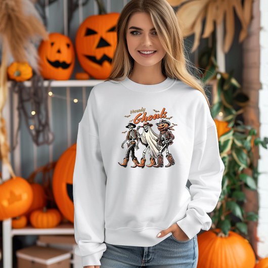 Howdy Ghouls Halloween Pumpkin Ghost Skeleton Trui