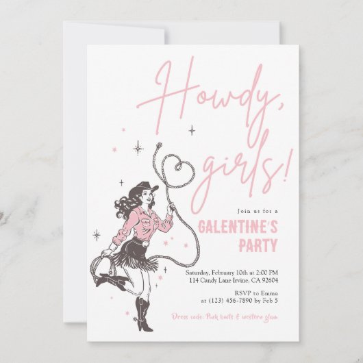 Howdy Girls Galentine’s Party Invitation (Devant)