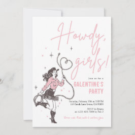 Howdy Girls Galentine’s Party Invitation Kaart