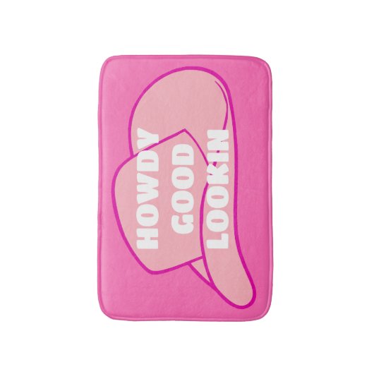 Howdy Goed Uiterlijk Rancher Cowboy Pet Hot Pink Badmat (Voorkant Verticaal)