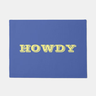 "Howdy" Greet of Name, Blue & Yellow Deurmat
