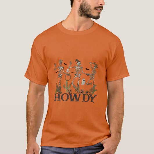 Howdy Halloween Skeletons T-shirt (Voorkant)