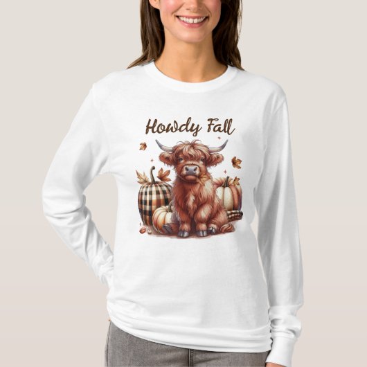 Howdy Herfst Highland Koe T-shirt (Voorkant)