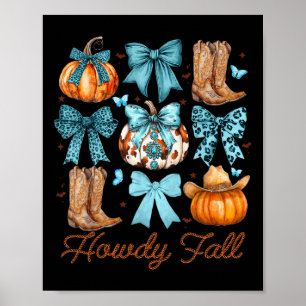 Howdy Herfst Western Pompoen Coquette Bow Pompoen Poster