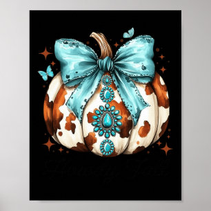 Howdy Herfst Western Pompoen Halloween Koeienhuid Poster
