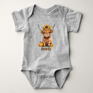 Howdy Highland Baby Koe Herfst Pompoen Romper