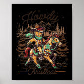 Howdy Kerst Gingerbread Man Cowboy Ride Horse Poster (Voorkant)