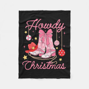 Howdy Kerst Western Cowgirl Laarzen Roze Xmas Pa Fleece Deken