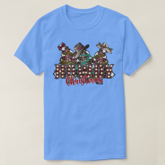Howdy Kerstmis, Howdy Westerne Cowboy Kerstmis T-shirt (Design voorkant)