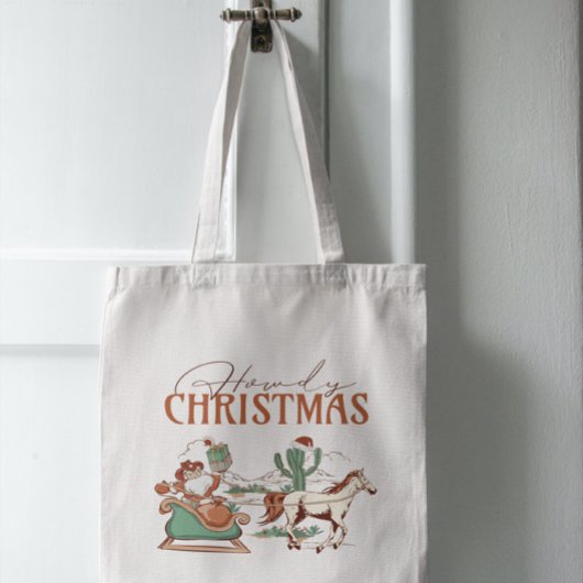 Howdy Kerstmis Typografie, Texas Symbol Graphics Tote Bag