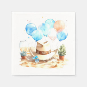 Howdy, Kleine Een Waterverf Cowboy Baby shower Servet