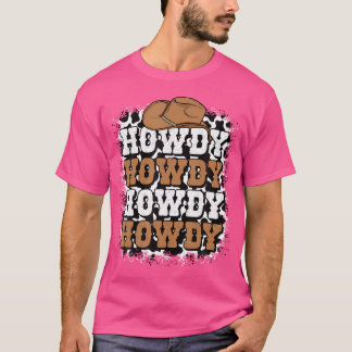 Howdy Koe Print Westerne Country Cowgirl Cowboy Te T-shirt