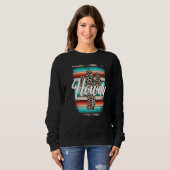 HOWDY Leopard Cactus Serape Cactus print Turquoise Trui (Voorkant volledig)