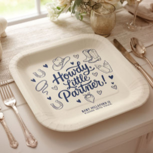 Howdy Little Partner Cowboy Baby Shower Bord