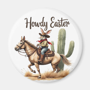 Howdy Paashaas Rijden op een paard Cowboy Magneet