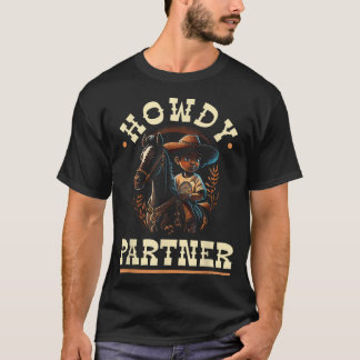 Howdy partner Afro-Amerikaanse Rodeo Cowboy Boy T-shirt