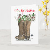 Howdy Partner Kerst Wenskaart Kaart (Gele Bloem)