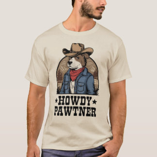 Howdy Pawtner Funny Country Western Dog T-shirt