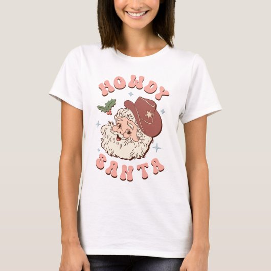 Howdy Père Noël, Cowboy Santa Claus T-shirt (Devant)