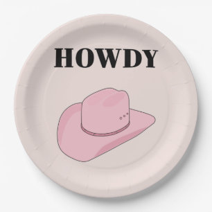 Howdy Pink Cowboy Pet Papieren Bordje