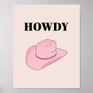 Howdy Pink Cowboy Pet Poster
