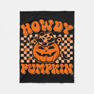Howdy Pompoen Groovy Western Halloween Rod Fleece Deken