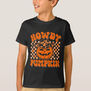 Howdy Pompoen Groovy Western Halloween Rod T-shirt