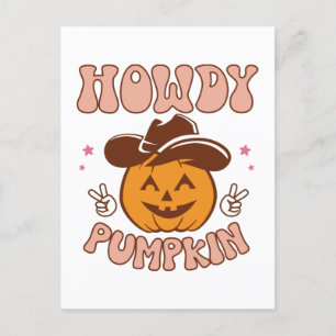 Howdy Pumpkin Western Retro Halloween Briefkaart
