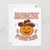 Howdy Pumpkin Western Retro Halloween Briefkaart (Voorkant / Achterkant)