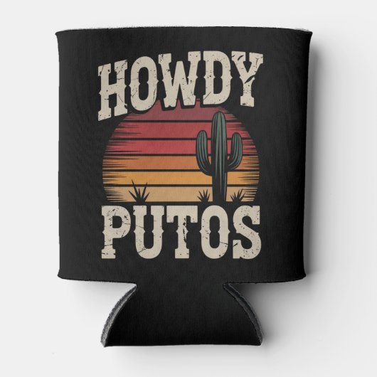 Howdy Putos Funny Cactus Retro  Blikjeskoeler (Voorkant)