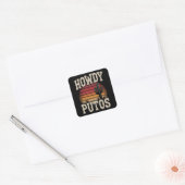 Howdy Putos Funny Cactus Retro Vierkante Sticker (Envelop)