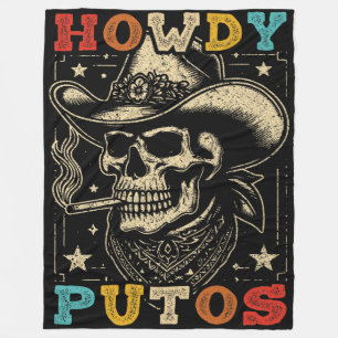Howdy Putos Funny Skull Retro Fleece Deken