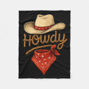 Howdy Retro Western Grappige Cowboy of Cowgirl Fleece Deken