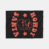 Howdy Santa Claus Retro Groovy Cowboy Western Chri Fleece Deken (Voorkant (Horizontaal))